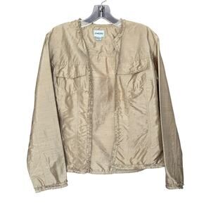 Vintage Chico’s Gold Silk Ruffled Open Jacket